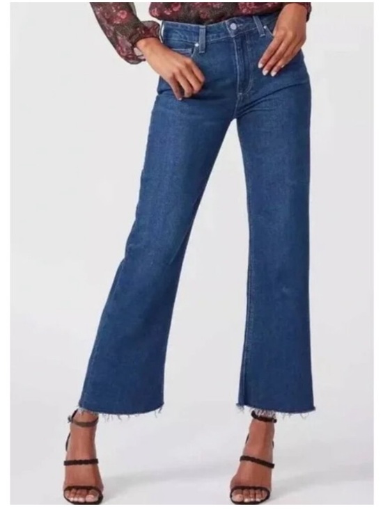 PAIGE Denim - PAIGE Leenah Ankle Wide Leg Crop Jeans in Gracie Lou Wash Size 26